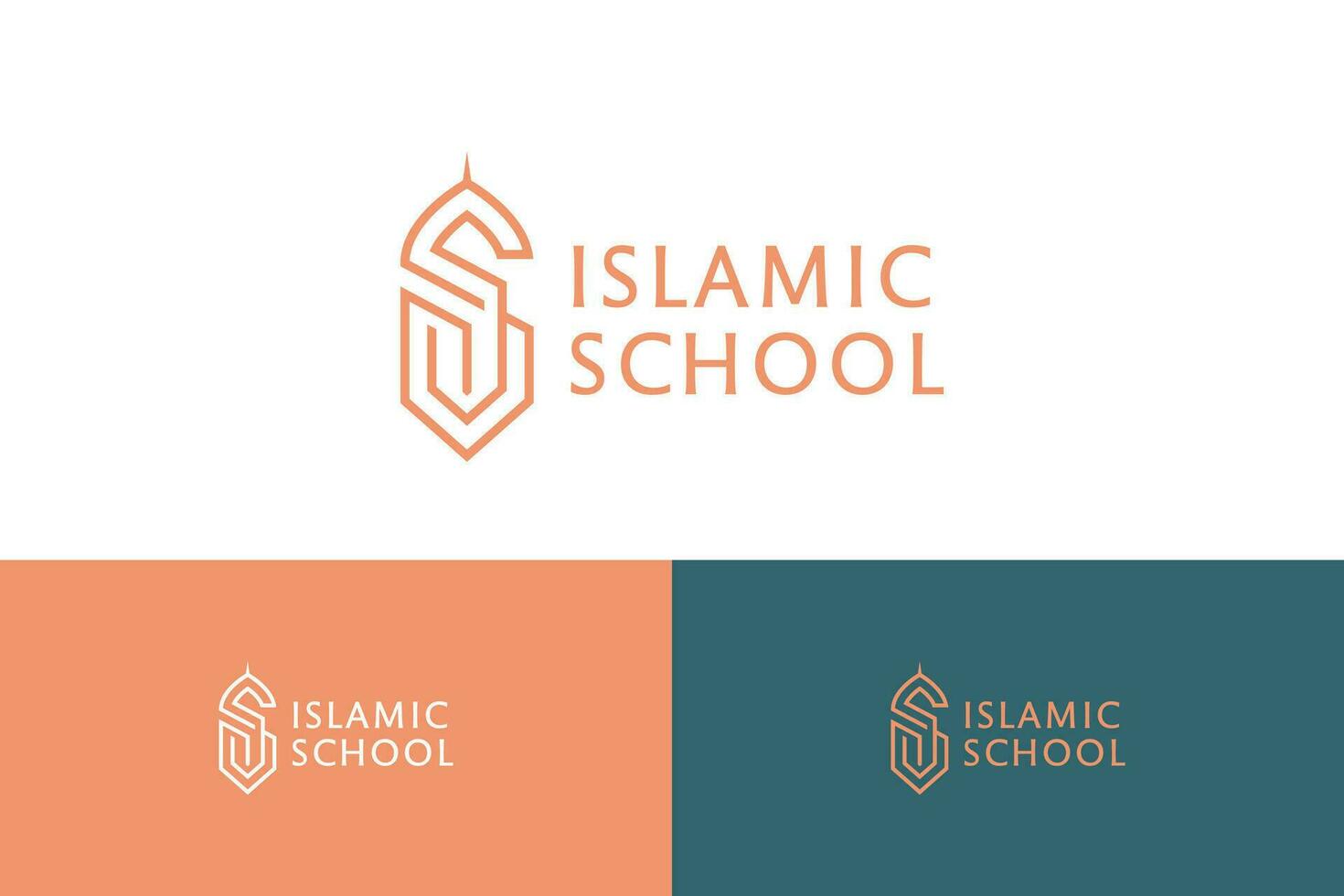 Letter I and S Geometric Line Style and Minimalist Symbol Logo for Education and Islamic School. vector