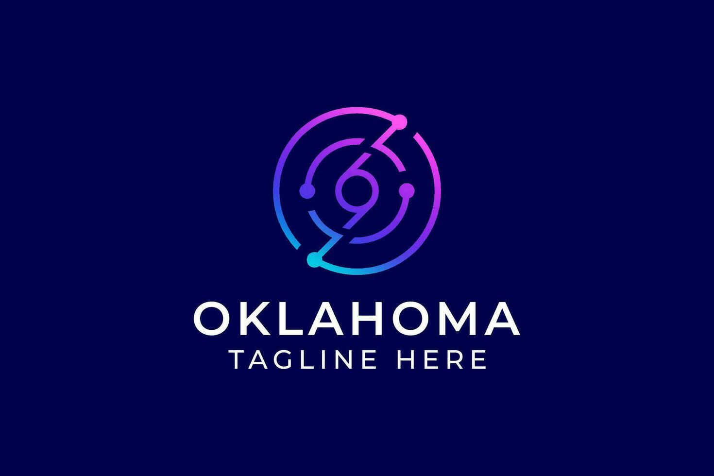 Outline Logo Letter O and 69 Neon Concept for Business Technology and Network vector