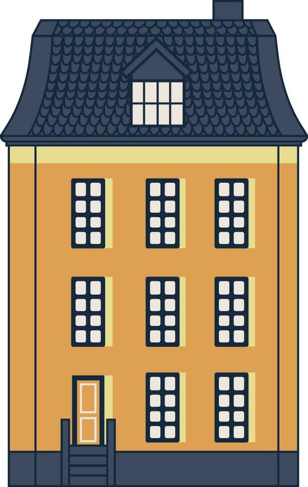 Dutch House. Cute Residential building. Vector. vector