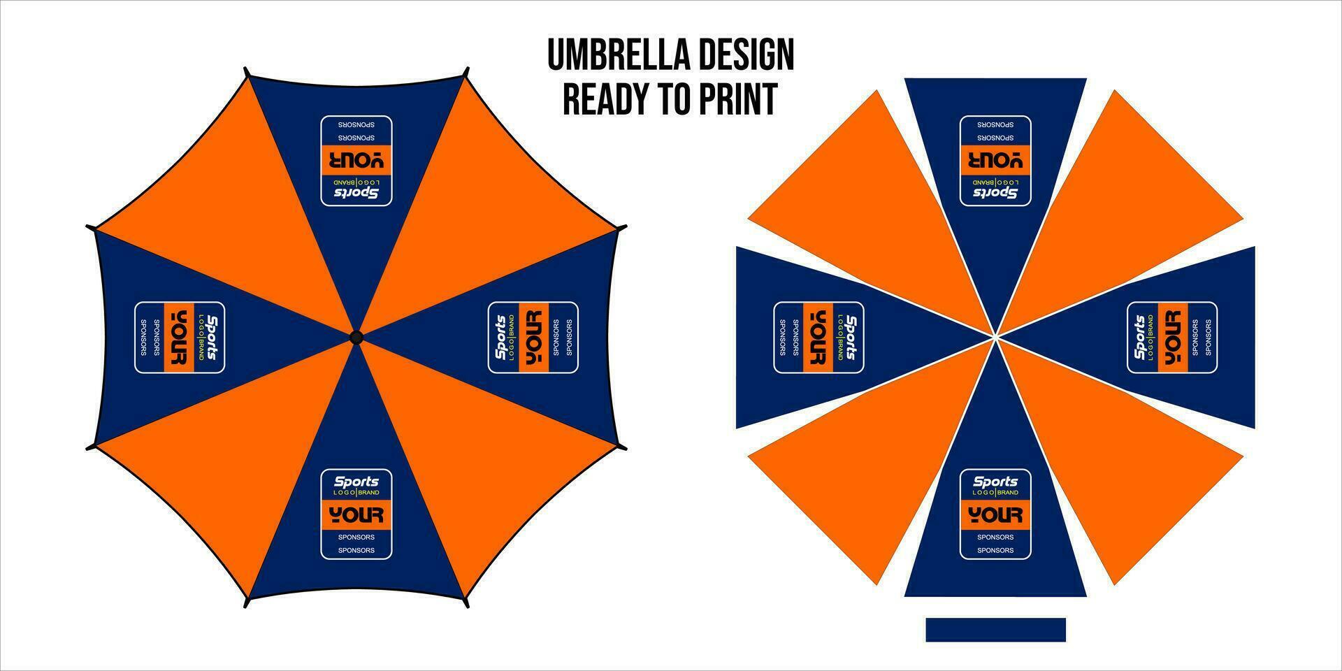 Umbrellas design, top view on white bacground, Opened Round rain