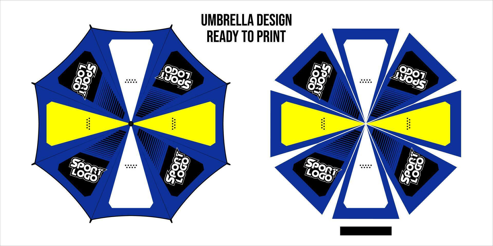 Umbrellas design, top view on white bacground, Opened Round rain