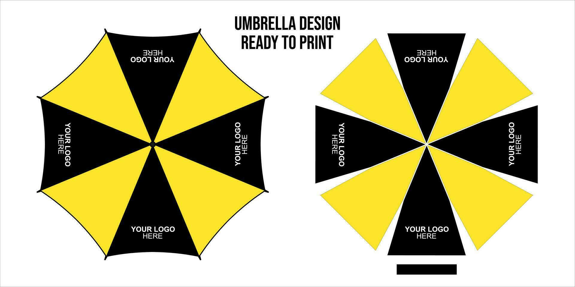 Umbrellas design, top view on white bacground, Opened Round rain umbrella printing vector illustration