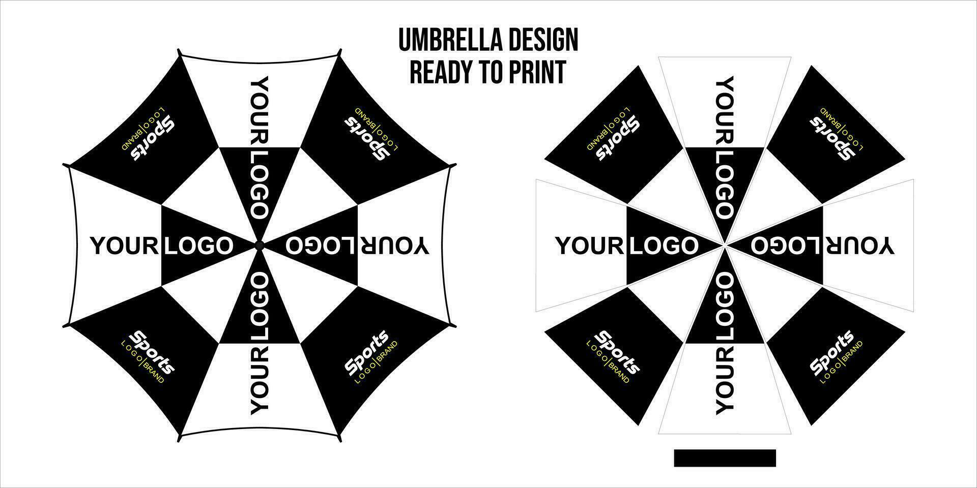 Umbrellas design, top view on white bacground, Opened Round rain umbrella printing vector illustration