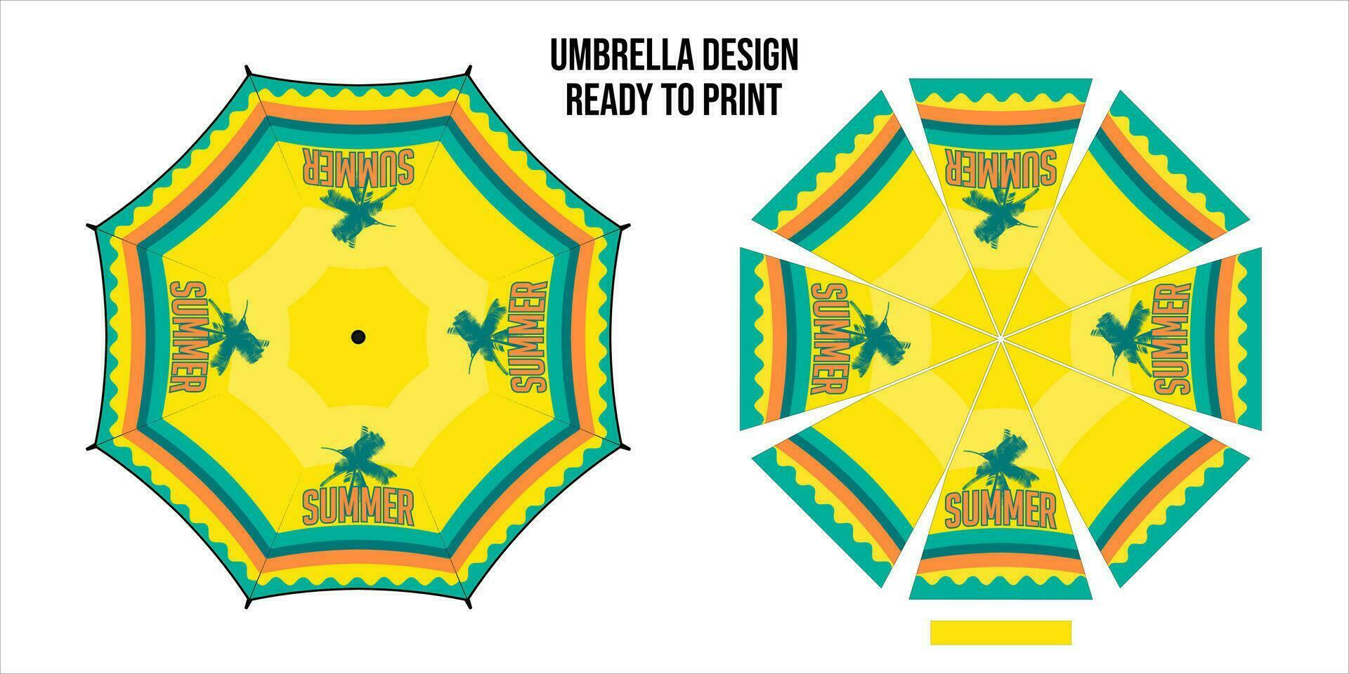 Umbrellas design, top view on white bacground, Opened Round rain umbrella printing vector illustration