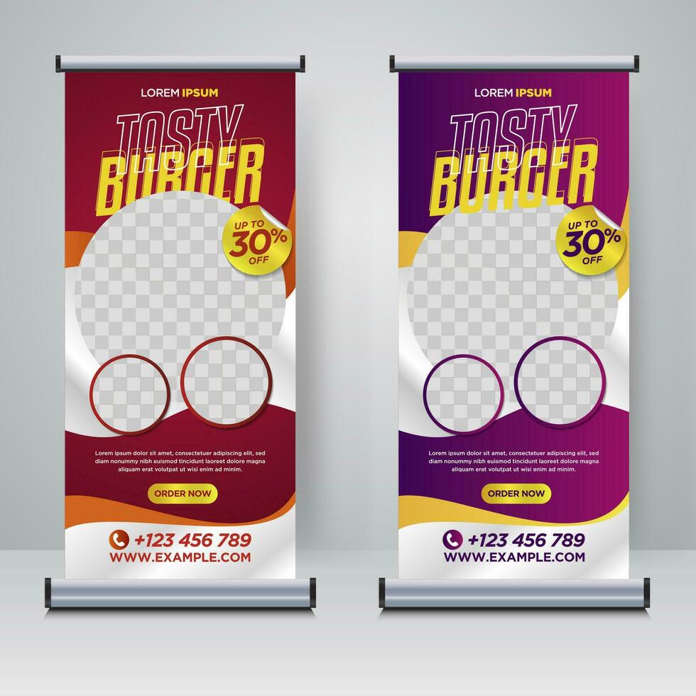 Food and Restaurant roll up banner design template vector