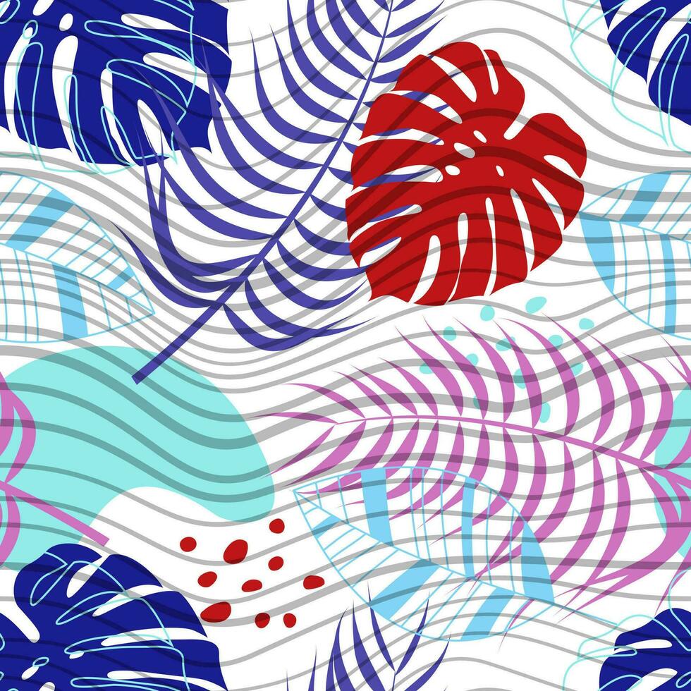 Abstract Floral seamless pattern with leaves. tropical background vector