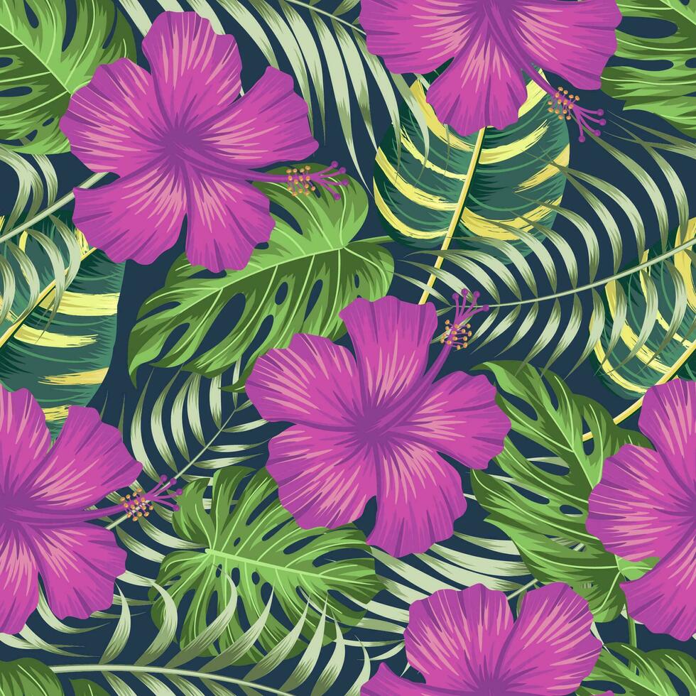 Floral seamless pattern with leaves. tropical background vector