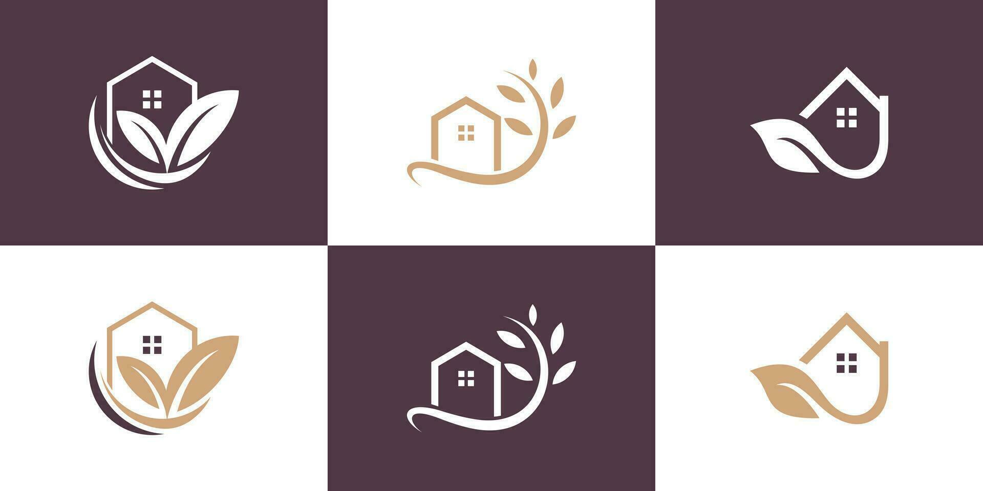 Set of Green house logo design vector with creative concept