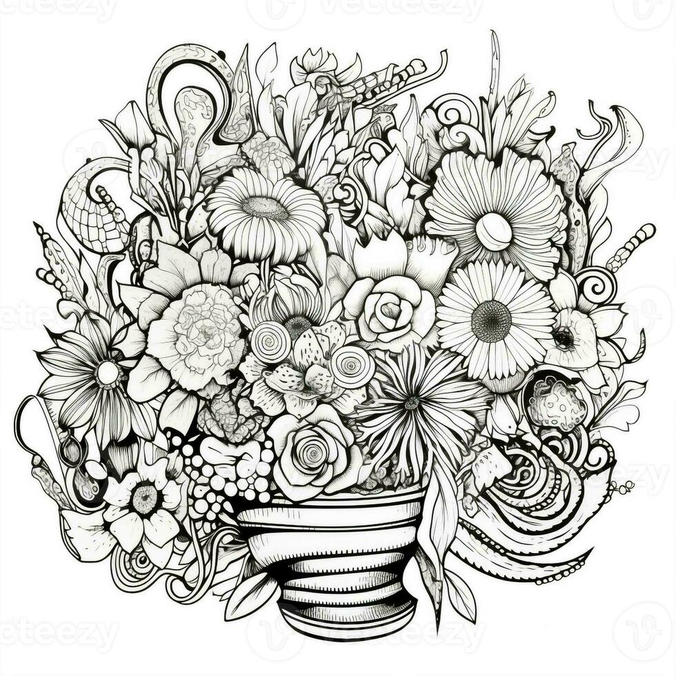 Flower Bouquet Coloring Pages photo