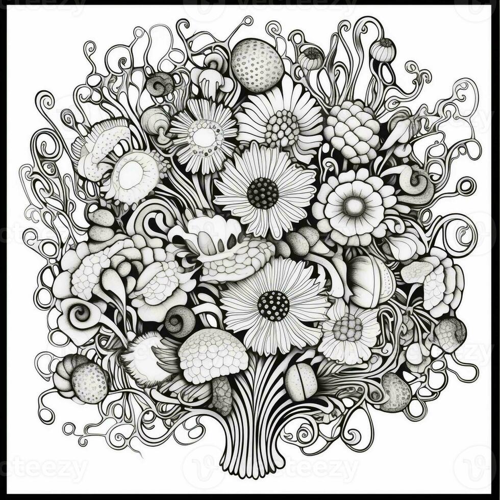 Flower Bouquet Coloring Pages photo