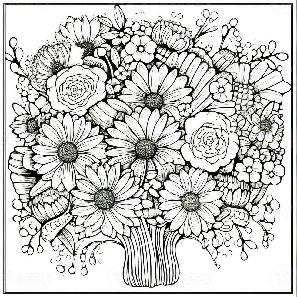 Flower Bouquet Coloring Pages photo