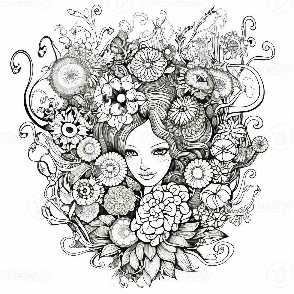 Flower Bouquet Coloring Pages photo