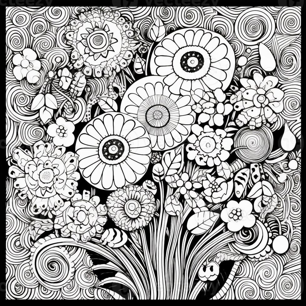 Flower Bouquet Coloring Pages photo