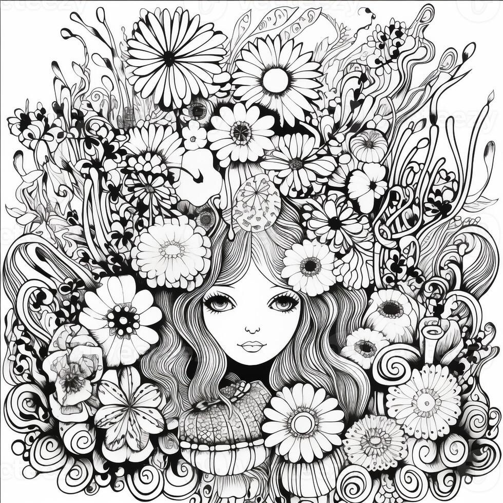 Flower Bouquet Coloring Pages photo