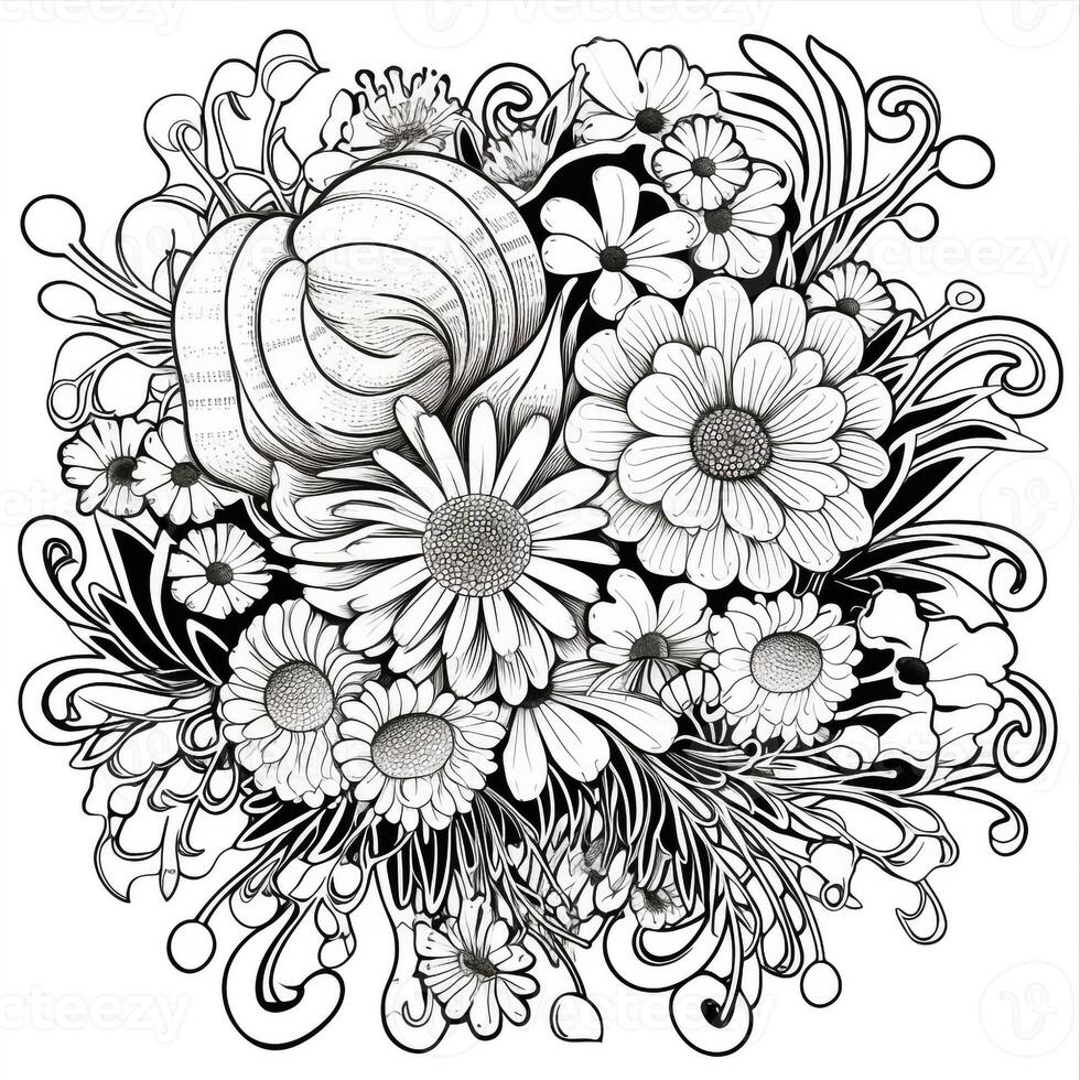 Flower Bouquet Coloring Pages photo