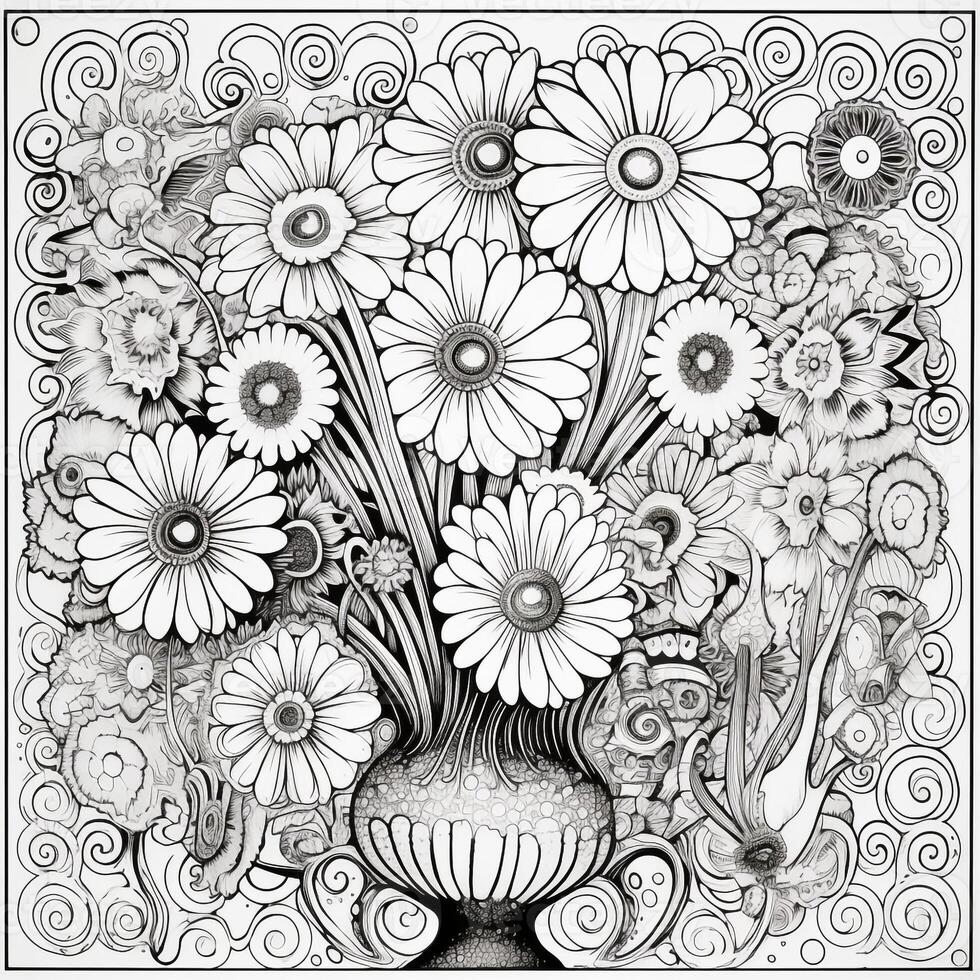 Flower Bouquet Coloring Pages 26769276 Stock Photo at Vecteezy