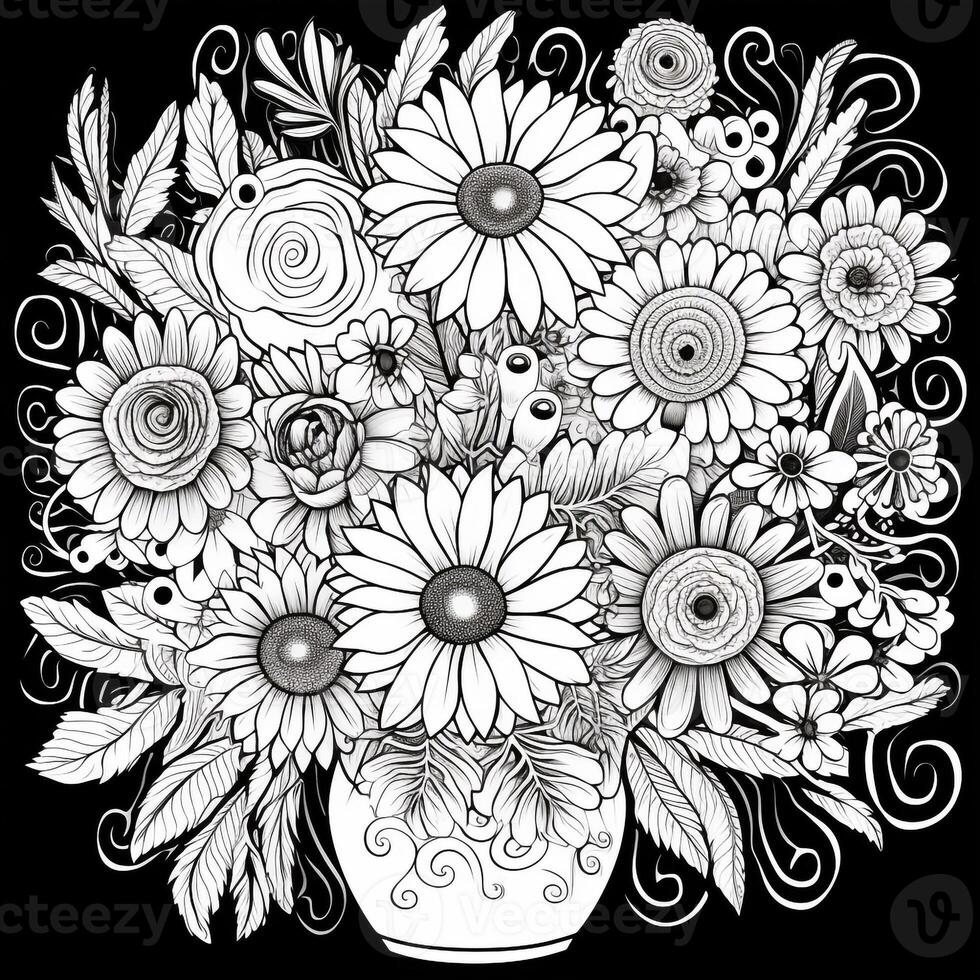 Flower Bouquet Coloring Pages photo