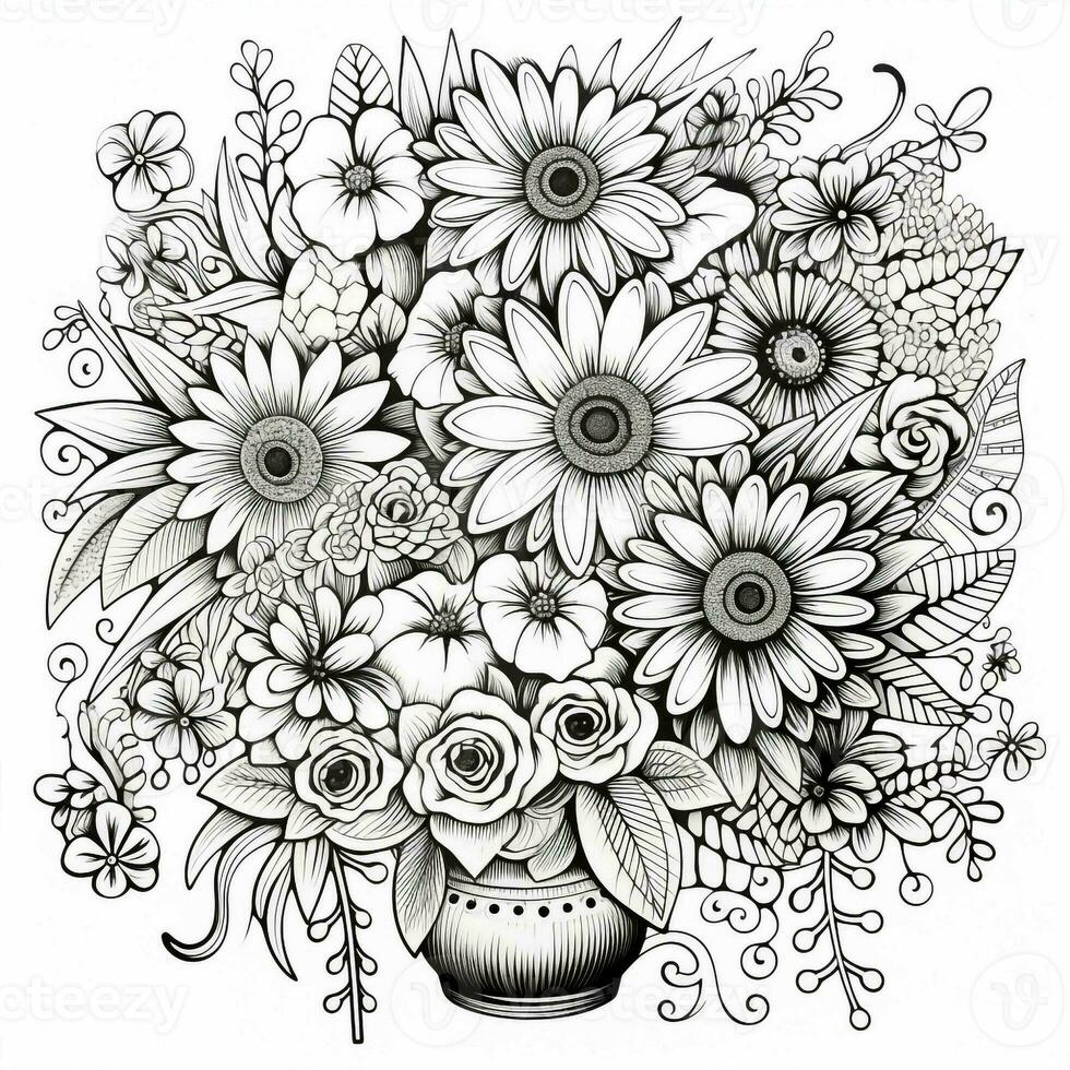 Flower Bouquet Coloring Pages photo