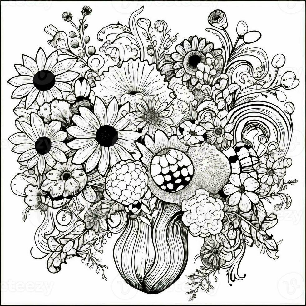 Flower Bouquet Coloring Pages photo