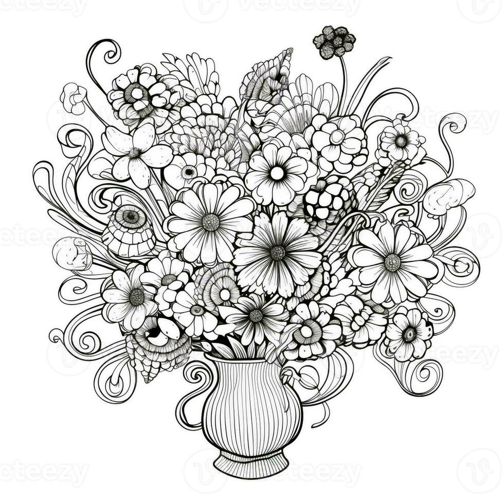 Flower Bouquet Coloring Pages photo