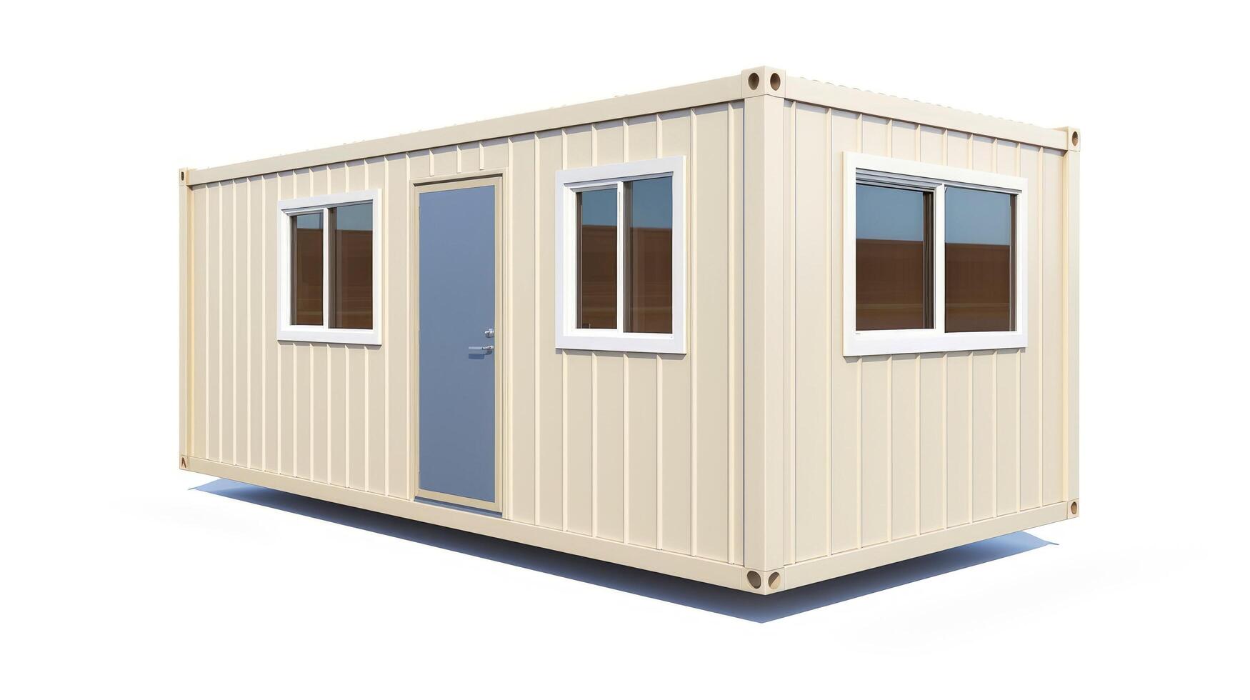 Mobile office buildings or container site office for construction site. Shipping container. Portable house and office cabins, illustration photo