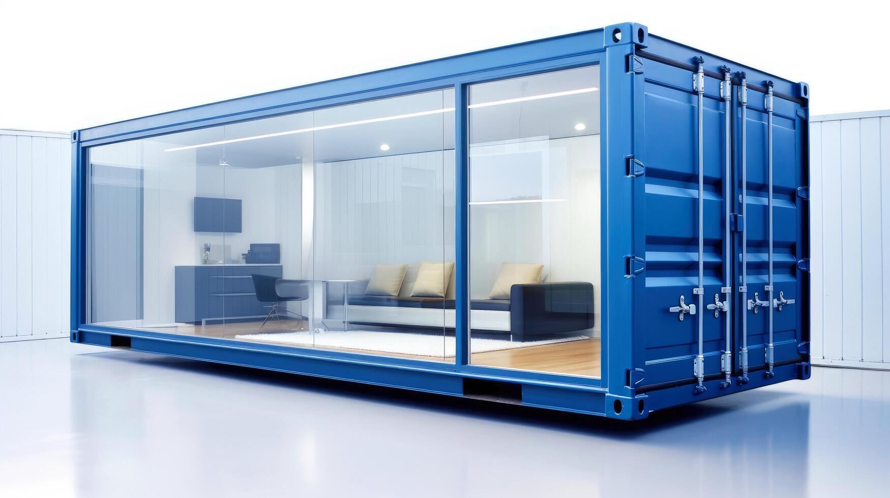 Mobile office buildings or container site office for construction site. Shipping container. Portable house and office cabins, illustration photo