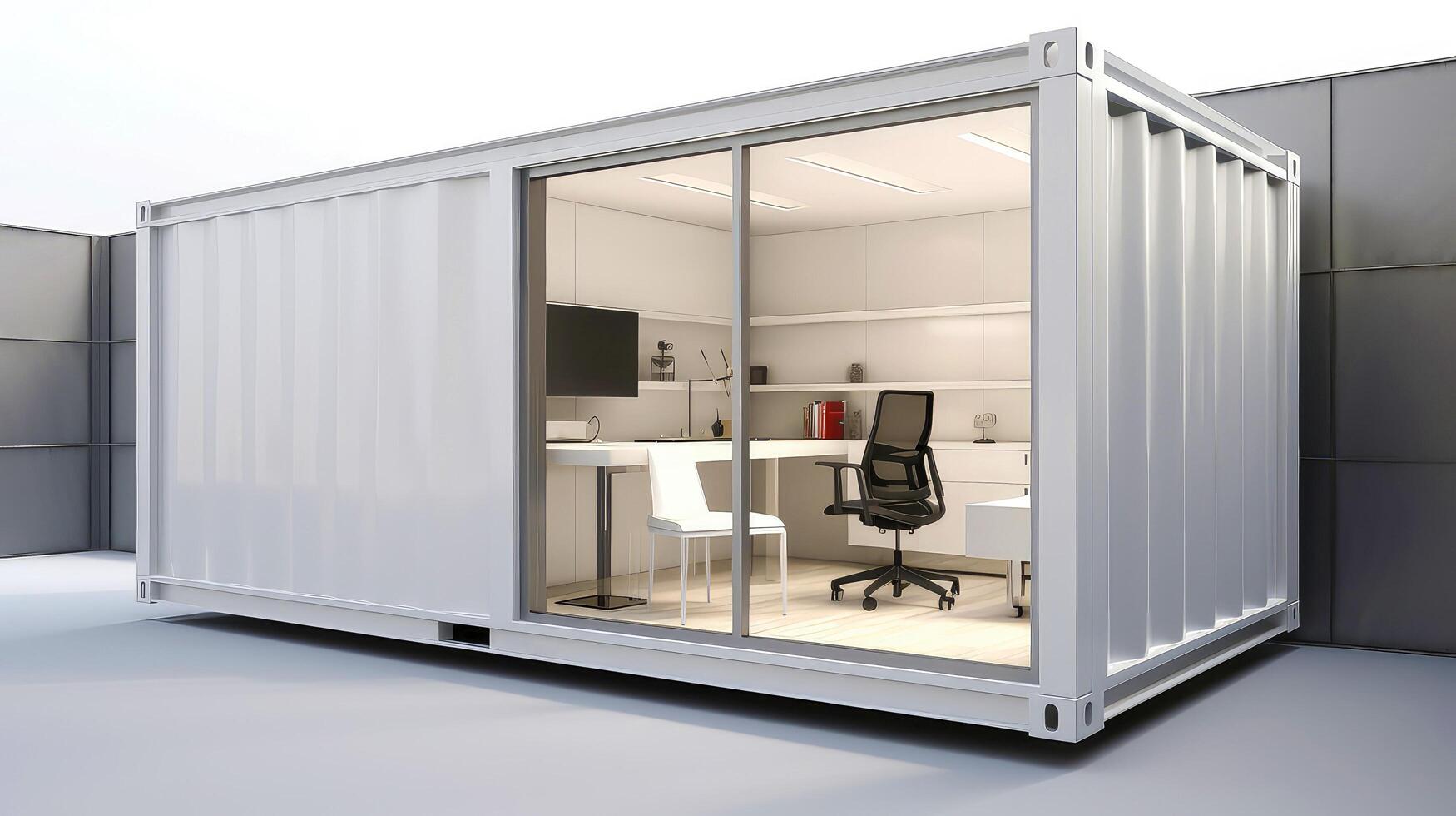 Mobile office buildings or container site office for construction site. Shipping container. Portable house and office cabins, illustration photo