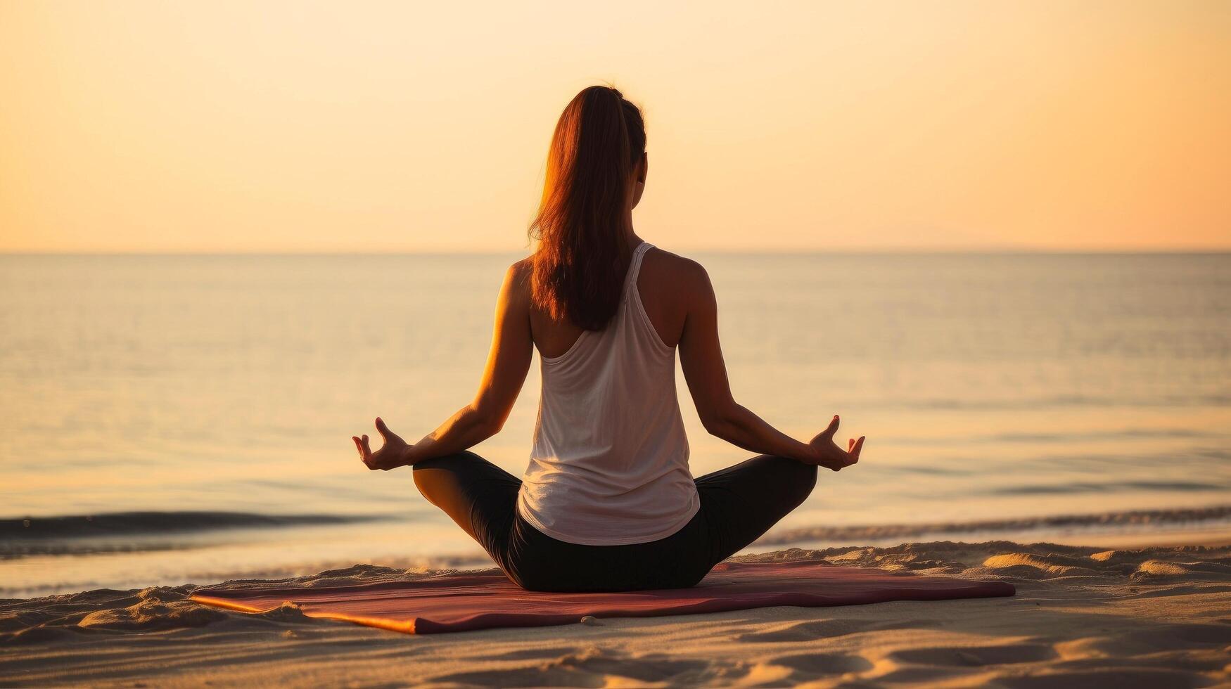 Women meditate, yoga. Psychic women considers mind and heart. Spirituality, esotericism, with bokeh defocused lights. universe, illustration photo