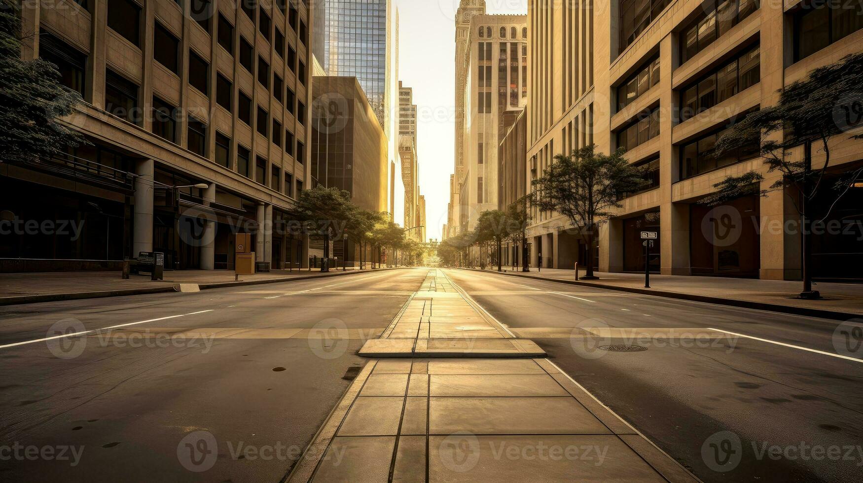 Illustration image of classical architecture and urban roads, empty road in the city, Generative AI illustration photo