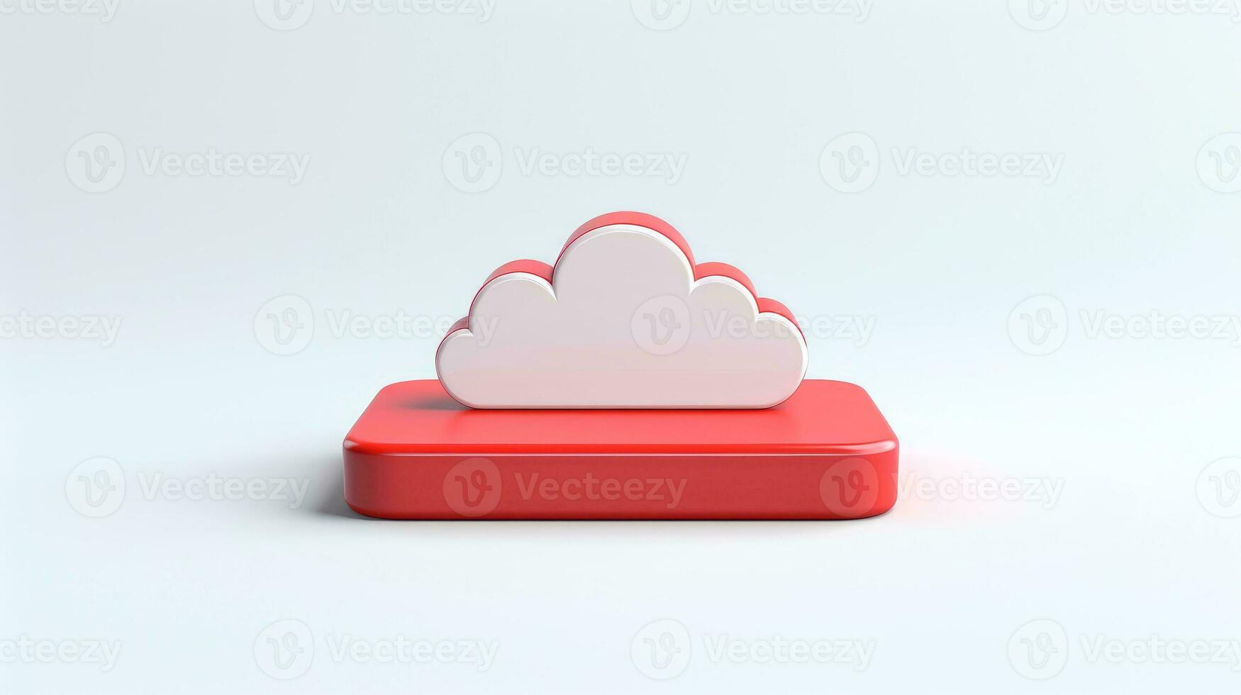3D red white cloud icon minimal style, cloud computing online service, digital technology security concept, Generative AI illustration photo