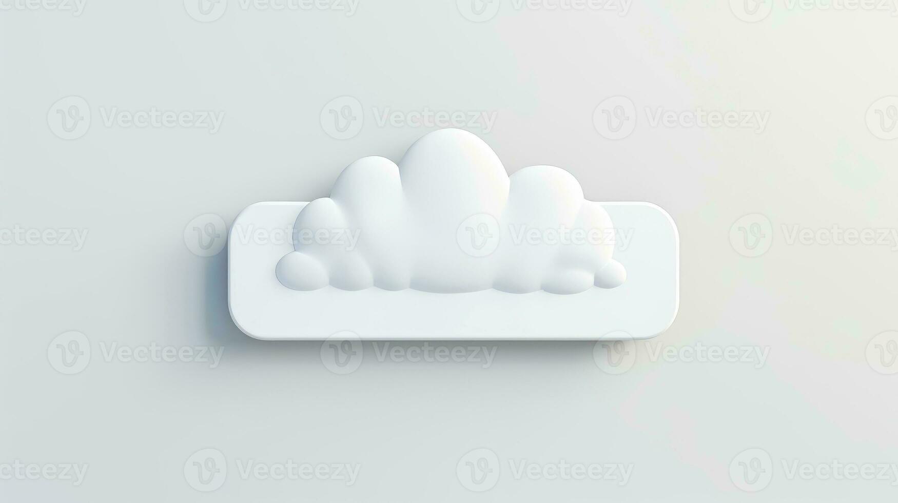 3D white cloud icon minimal style, cloud computing online service, digital technology security concept, Generative AI illustration photo