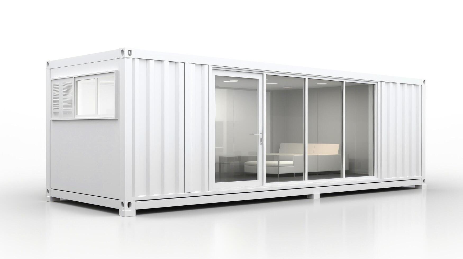 Mobile office buildings or container site office for construction site. Shipping container. Portable house and office cabins, illustration photo