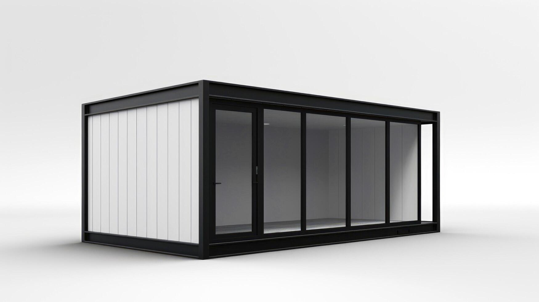 Mobile office buildings or container site office for construction site. Shipping container. Portable house and office cabins, illustration photo