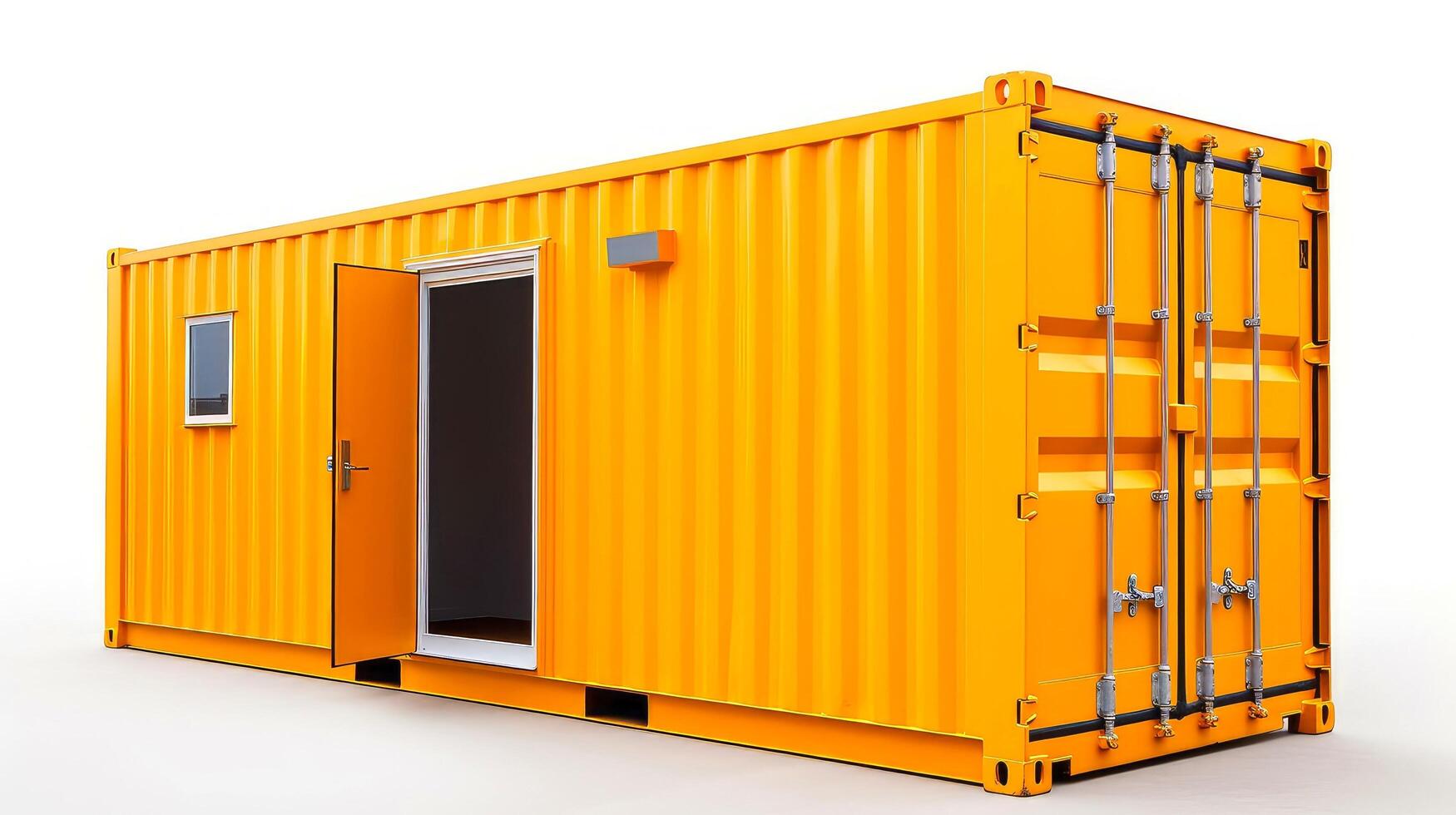 Mobile office buildings or container site office for construction site. Shipping container. Portable house and office cabins, illustration photo