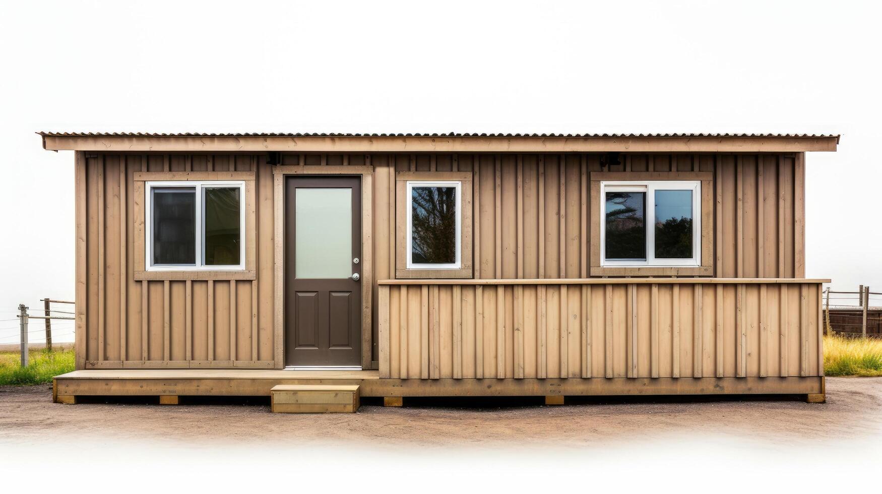 Mobile office buildings or container site office for construction site. Shipping container. Portable house and office cabins, illustration photo