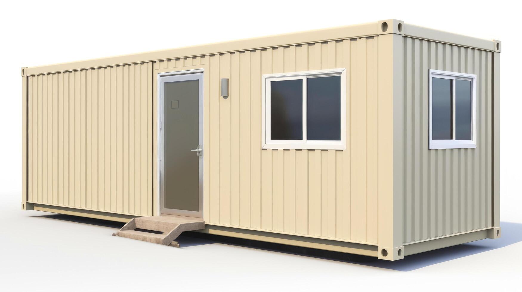 Mobile office buildings or container site office for construction site. Shipping container. Portable house and office cabins, illustration photo