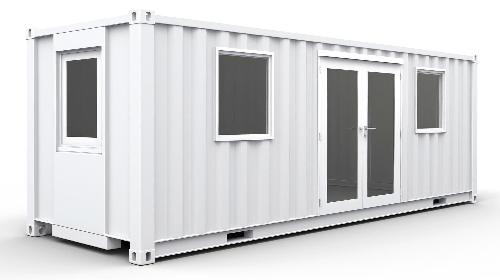 Mobile office buildings or container site office for construction site. Shipping container. Portable house and office cabins, illustration photo