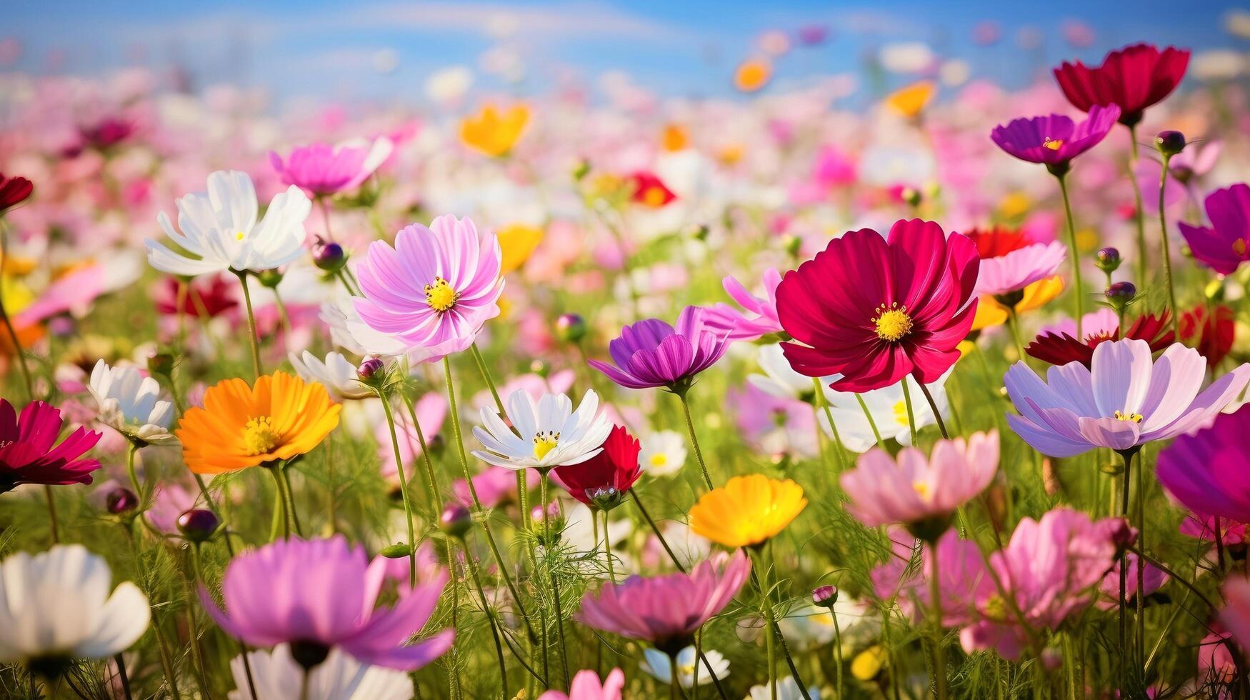 Nature floral background in early summer. Colorful natural spring landscape with with flowers, soft selective focus, illustration photo