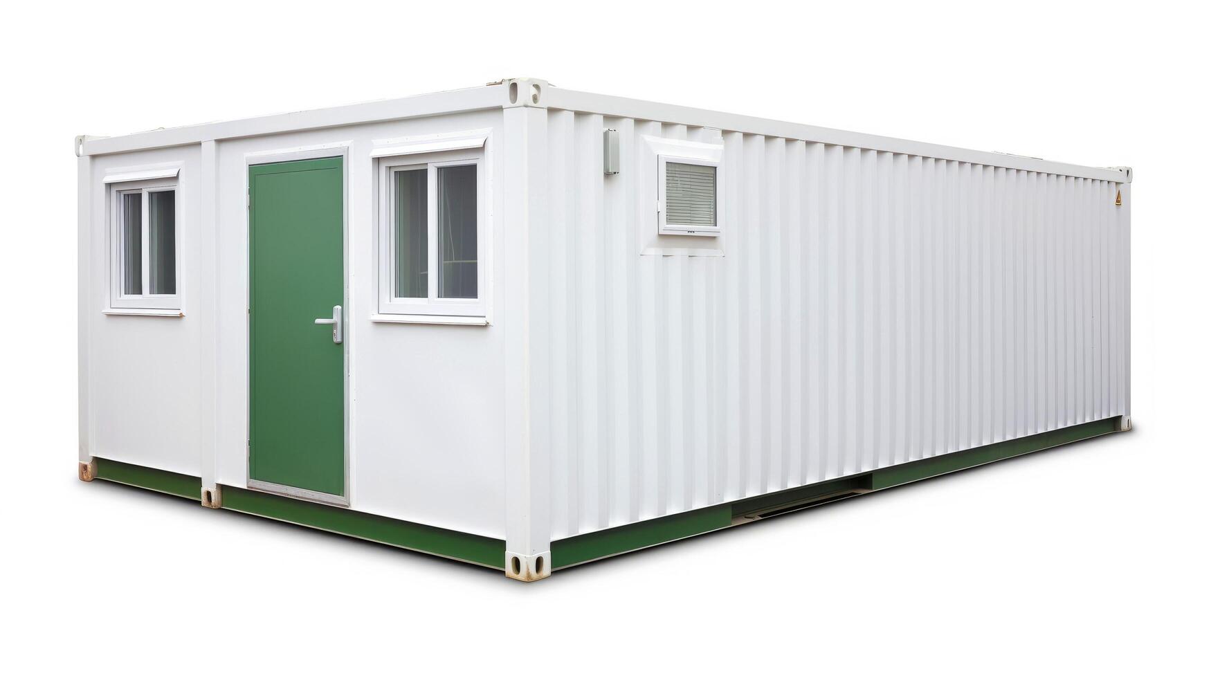 Mobile office buildings or container site office for construction site. Shipping container. Portable house and office cabins, illustration photo