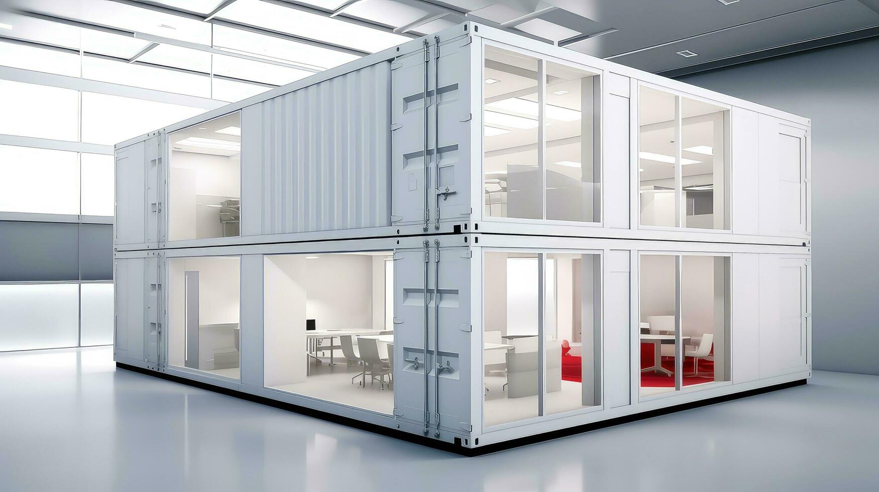 Mobile office buildings or container site office for construction site. Shipping container. Portable house and office cabins,Generative AI illustration photo