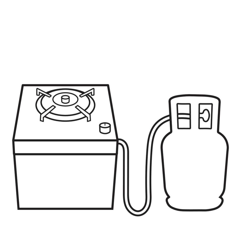 icon set of gas stove cartoon. vector illustration EPS 10. editable stroke.