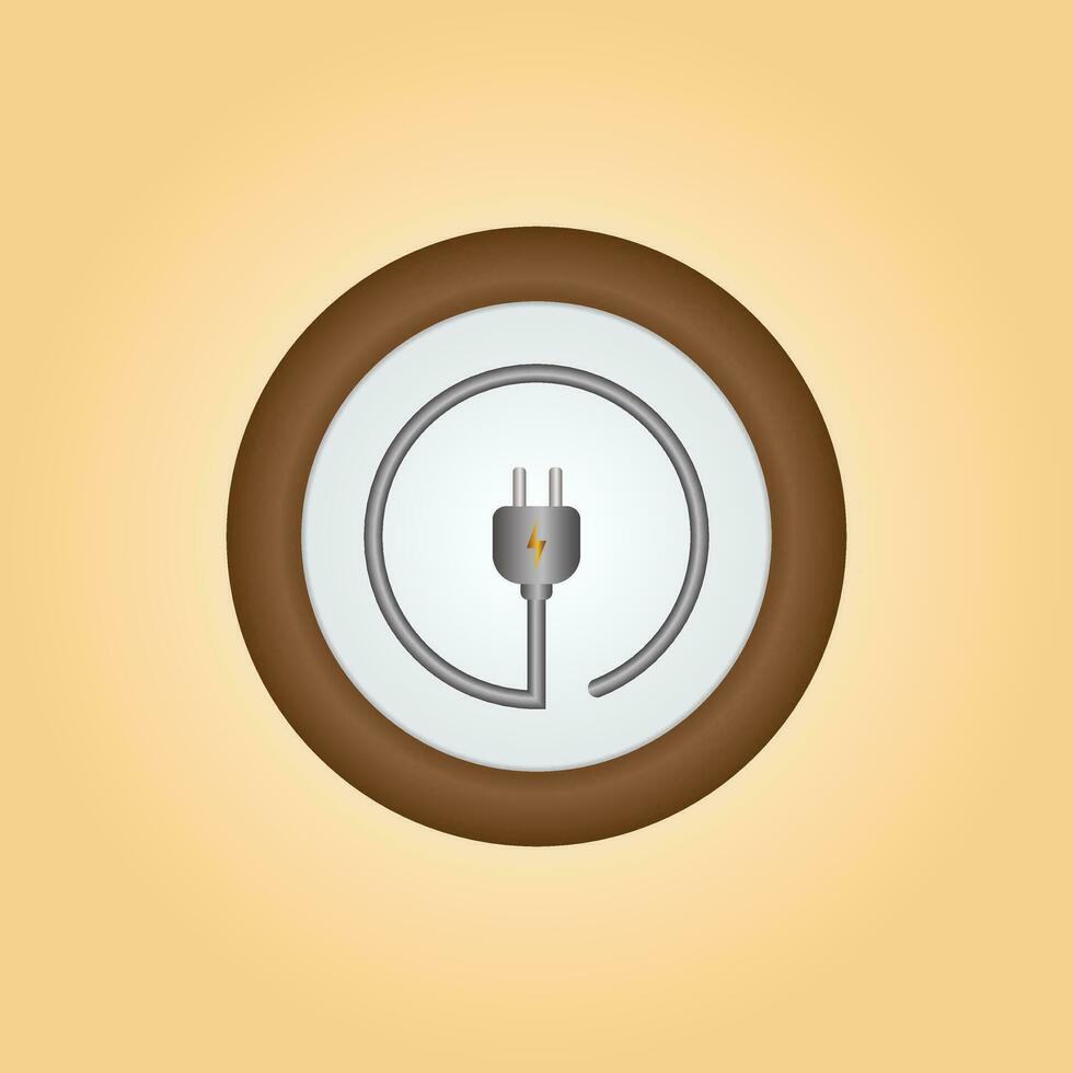 3d electric power charge charging energy on off push icon. Lightning symbol for website, mobile app, UI UX. vector