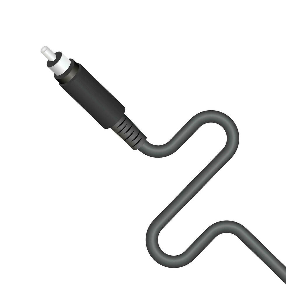 Realistic audio mini 3.5 mm to RCA cable vector illustration.