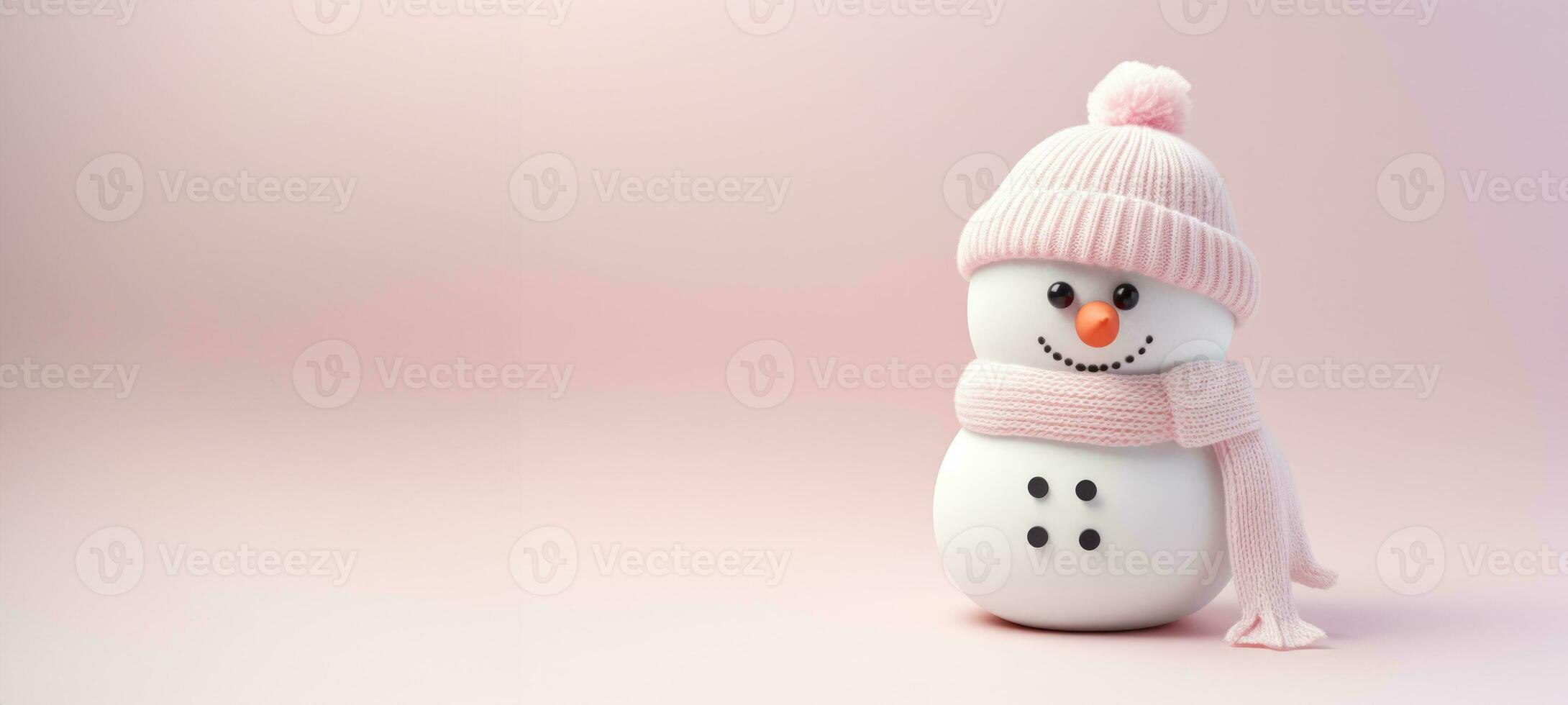 Cute fashionable snowman isolated on pastel background photo