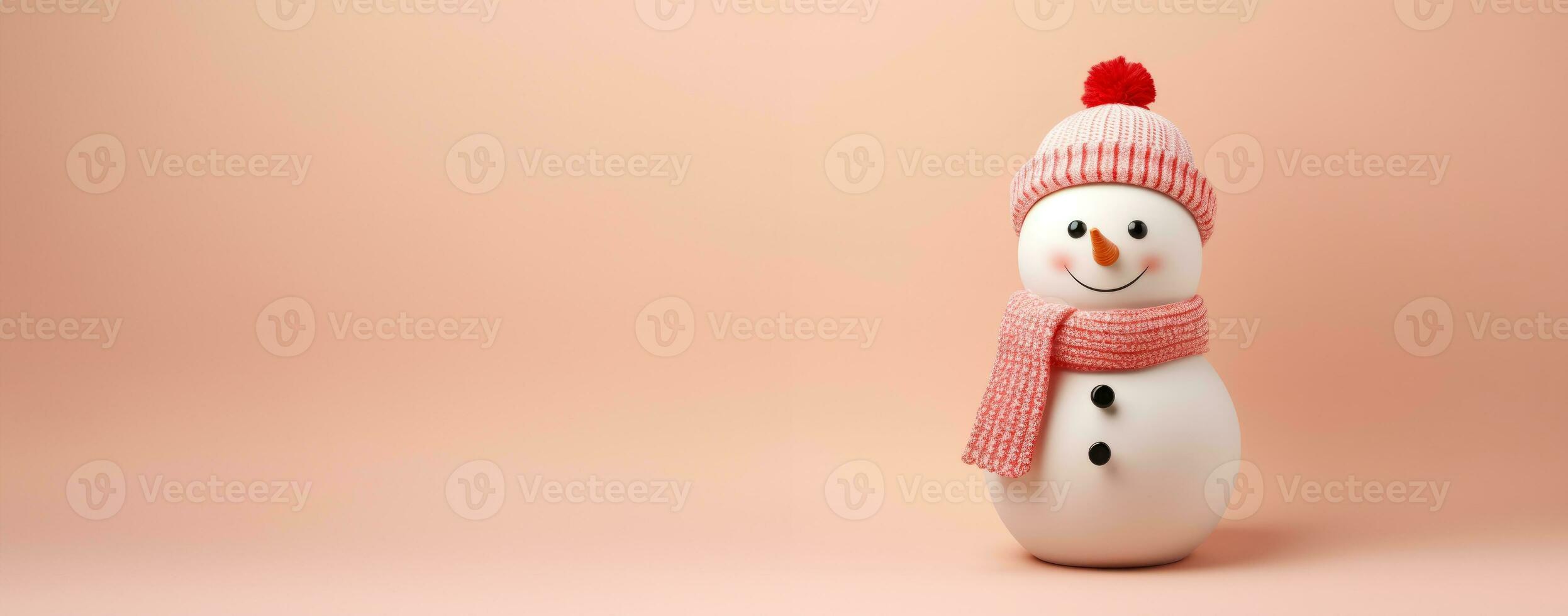 Cute fashionable snowman isolated on pastel background photo