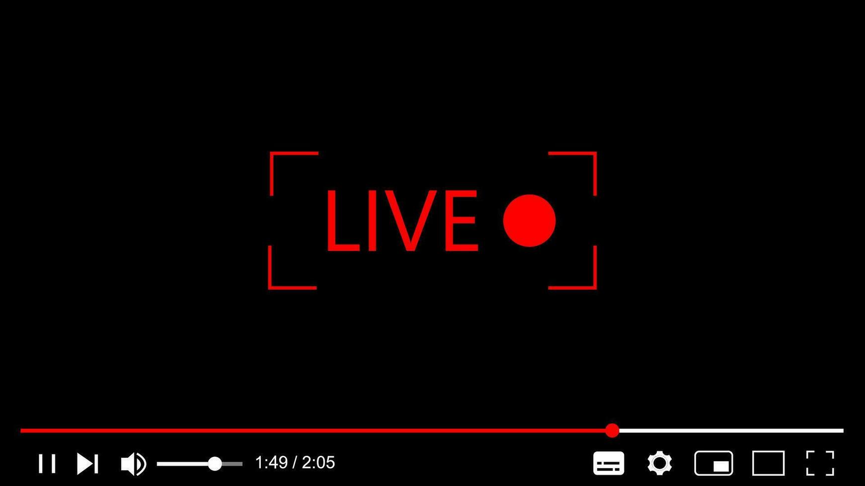 Live video streaming player shape, broadcasting vector illustration