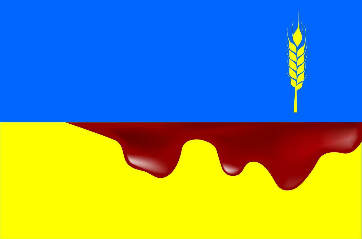 Blood on Ukrainian flag, war in Ukraine conceptual vector illustration