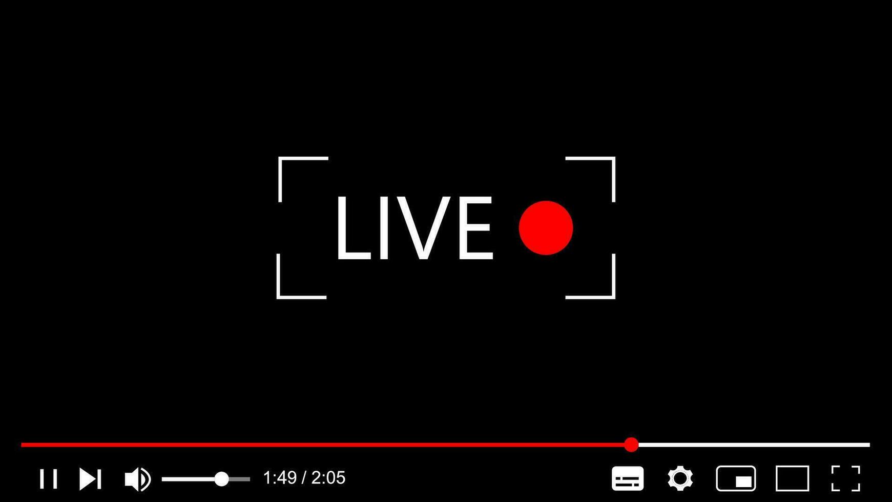 Live video streaming player shape, broadcasting vector illustration