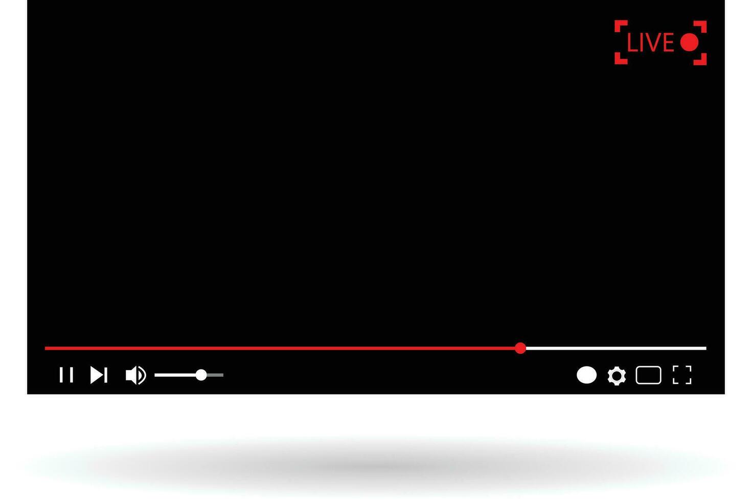 Multimedia video player shape, live streaming, broadcasting vector illustration