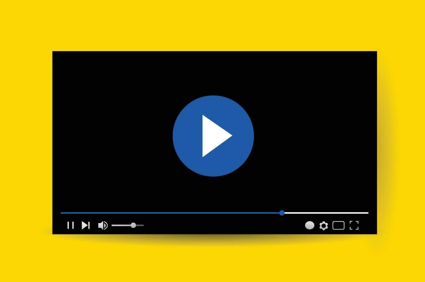 Multimedia video player with shadow. Video streaming in colors of the Ukrainian flag, Ukrainian news concept vector illustration